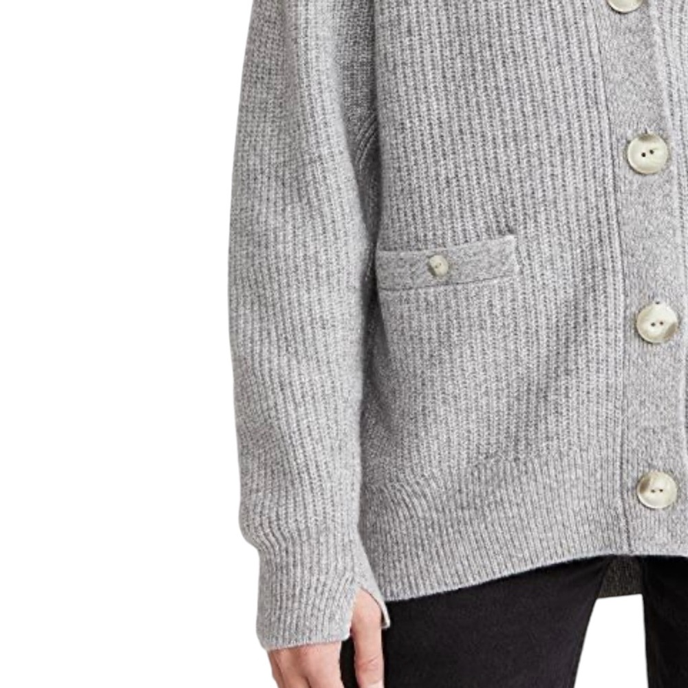 rag & bone Light Gray Ribbed Cardigan